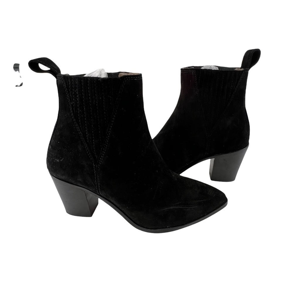 Diesel Black Suede Block Heel Ankle Booties Size 41 Women’s